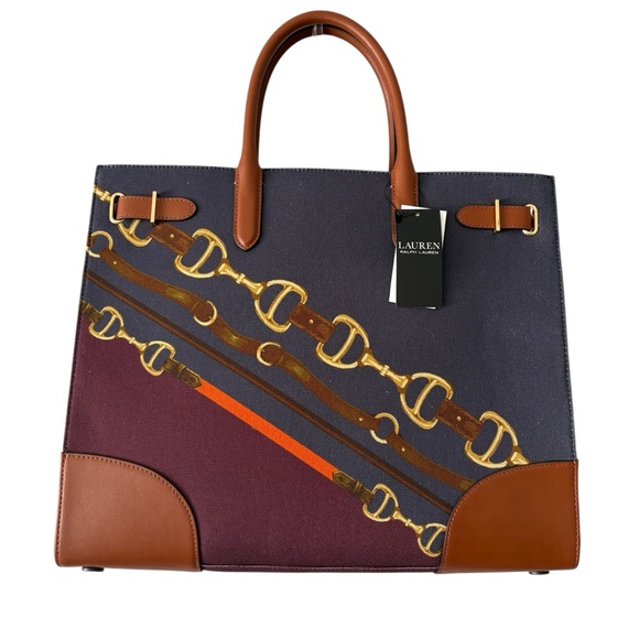 Lauren Ralph Lauren Belting Print Large Devyn Tote Bag NWT